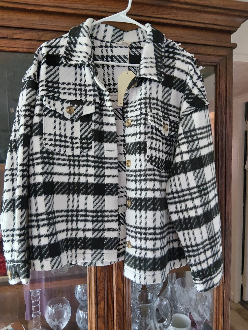 JODIFL Los Angeles Black & White Plaid Button-Up Jacket
